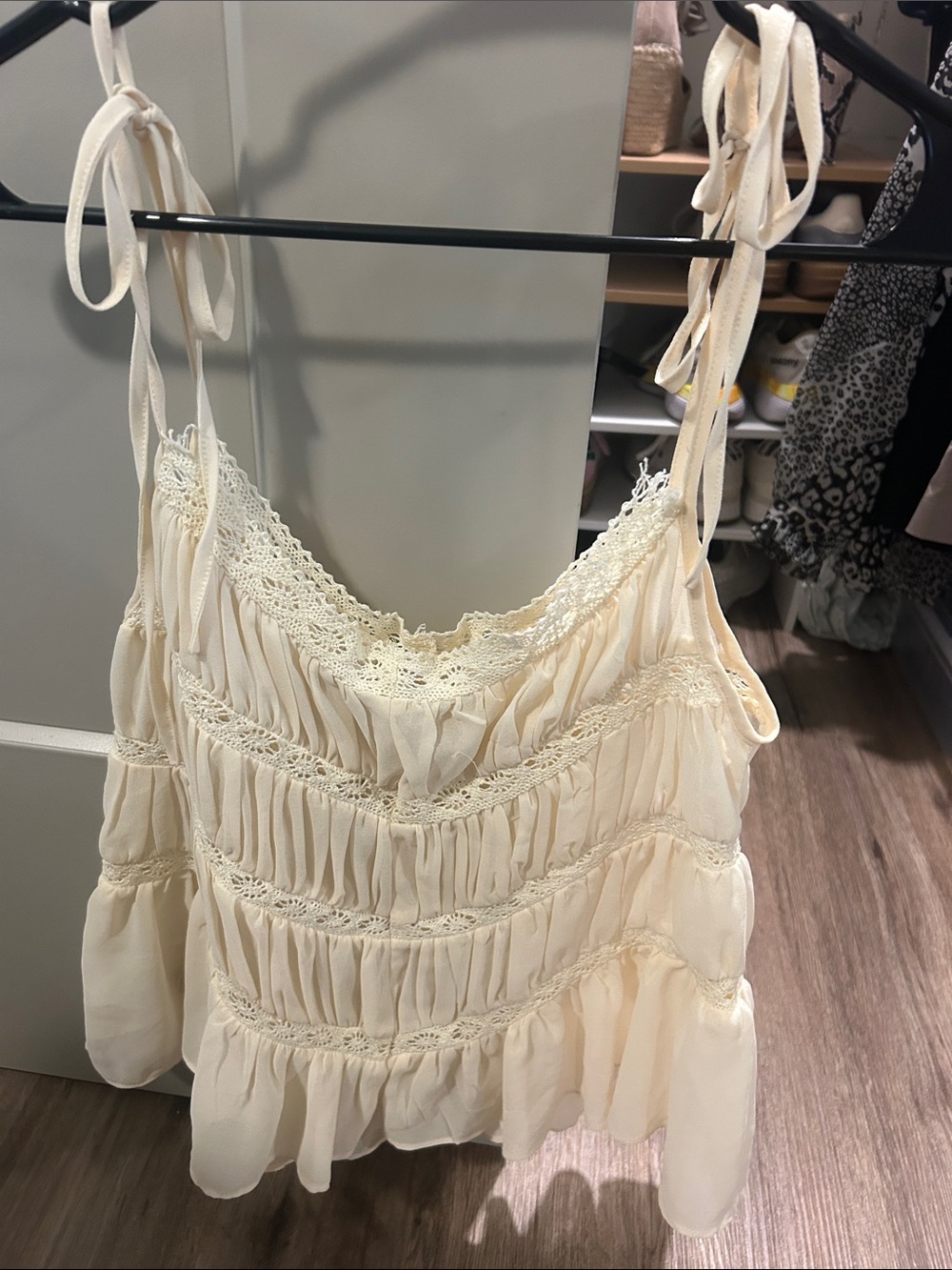 Tie-Shoulder Ruffle Tank - Picture 2 of 4